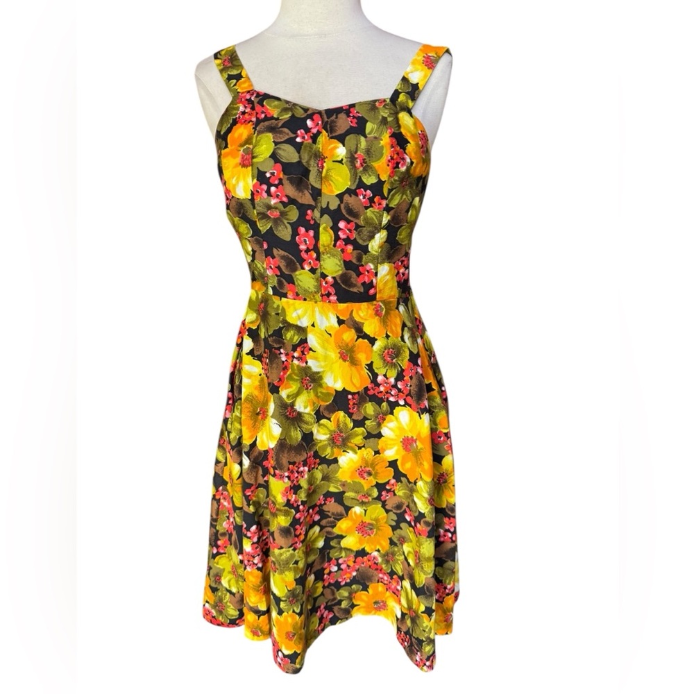 1960s Poly Cotton Hawaiian Print A-Line Mini Sundress